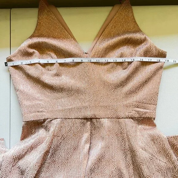 Dress the Population Dress Rose Gold Metallic Romantic Soft Glam Wedding Guest - Picture 9 of 10